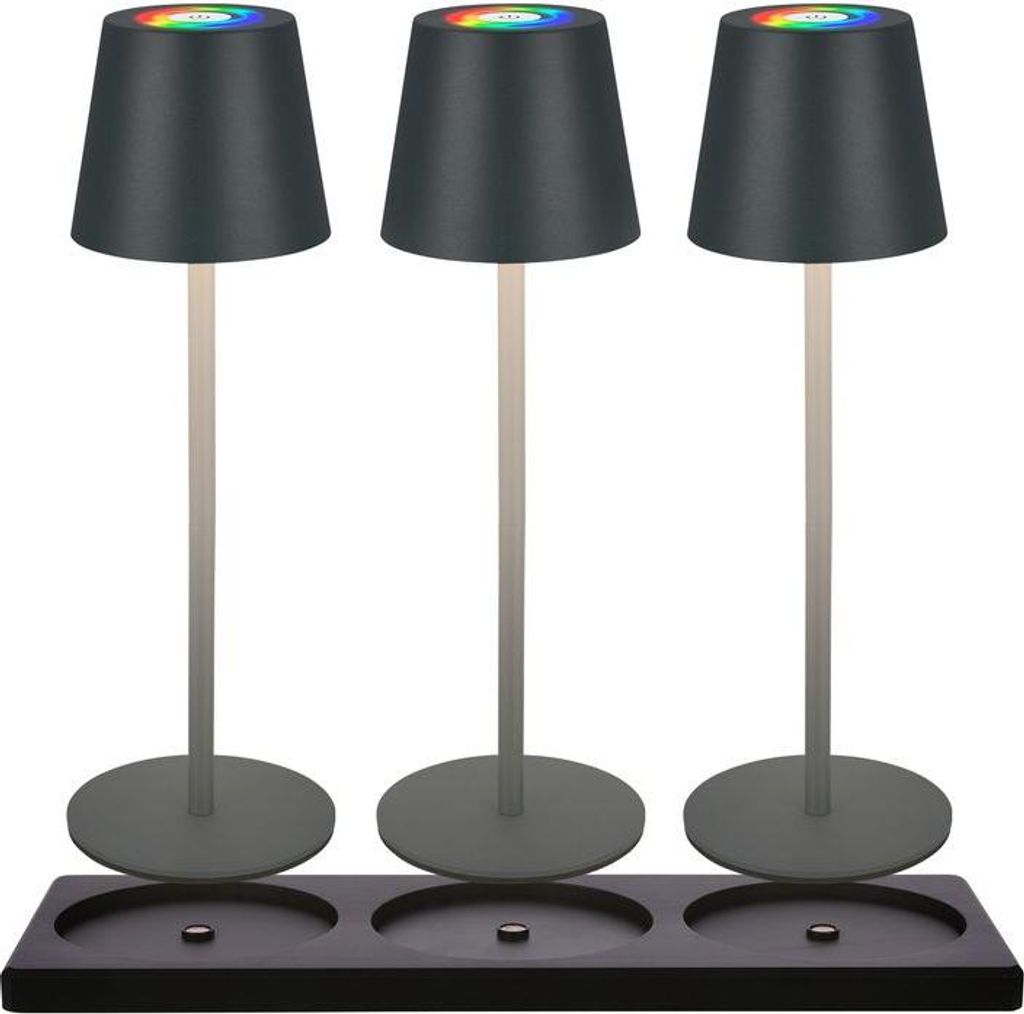 3x RGBW LED Tischleuchte kabellos IP44 Akku Tischlampe Produktbild 