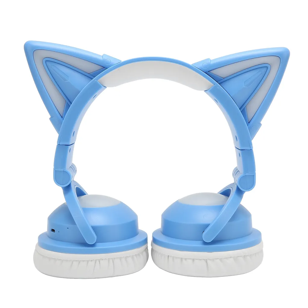 Casque Bluetooth Oreilles de Chat LED Stéréo sans Fil pour Enfants Rose