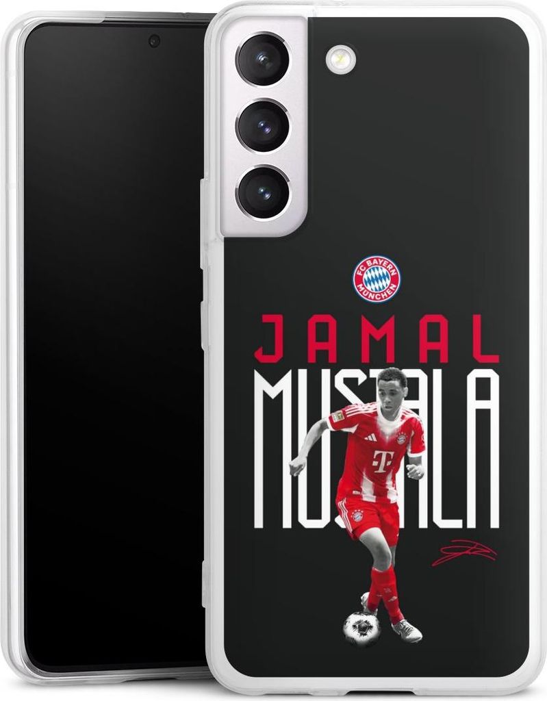 DeinDesign Slim Hülle für Samsung Galaxy S22 Silikon Case Ultra Dünn Handyhülle FC Bayern München Offizielles Lizenzprodukt Jamal Musiala