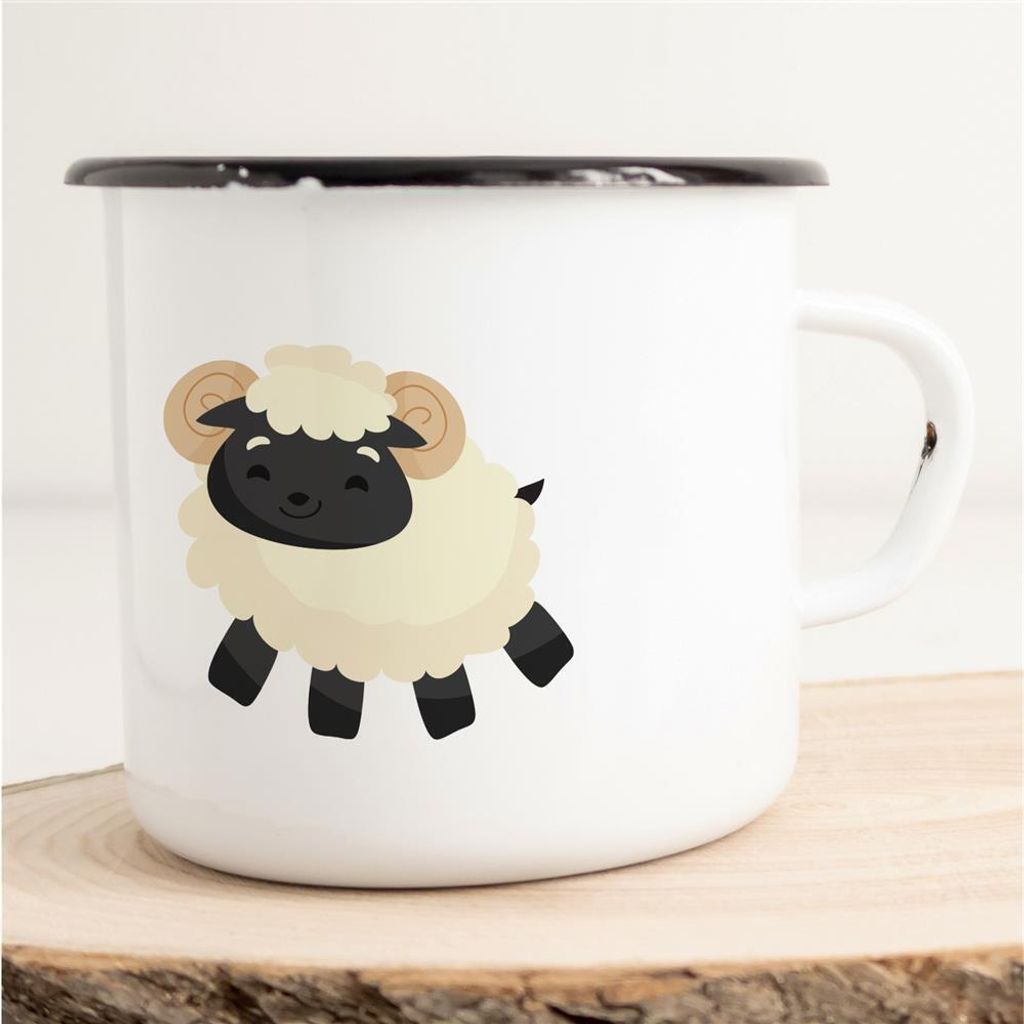 Huuraa Emaille Tasse Zicklein Geschenk Kaffeebecher Vintage 300ml Zicklein Präsent