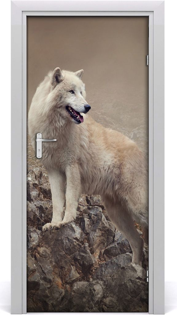 Tulup Türaufkleber 85x205 cm Dekorative Aufkleber Selbstklebend Wasserdichte Tapete Abnehmbar Schlafzimmer Wohnzimmer Wohnkultur - Wolf-Felsen