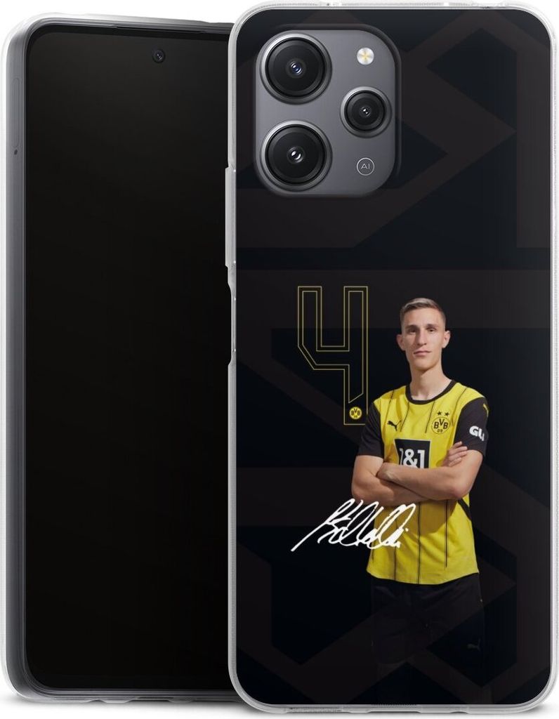 DeinDesign Handyhülle für Xiaomi Redmi 12 Silikon Hülle Case Smartphone Schutzhülle Borussia Dortmund Offizielles Lizenzprodukt Nico Schlotterbeck