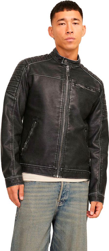 Jack & Jones Rocky Lederjacke Schwarz L Herren Schwarz L
