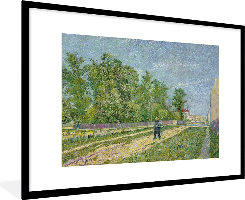 MuchoWow MuchoWow Gerahmtes Poster Vororte von Paris - Vincent van Gogh 90x60 cm - Poster mit zchwarzem Bilderrahmen - Wanddekoration - Fotos