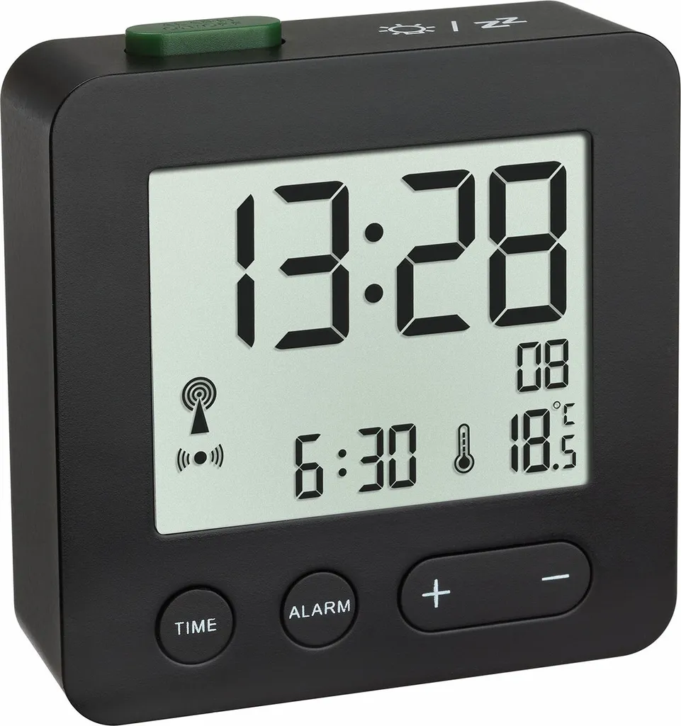 Réveil de Table Radio-piloté Idéal pour Table de Chevet Noir Mat