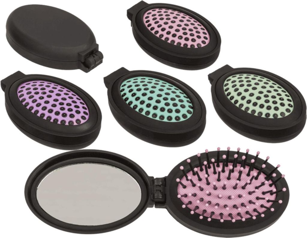Faltbarer Taschenspiegel mit Haarbürste