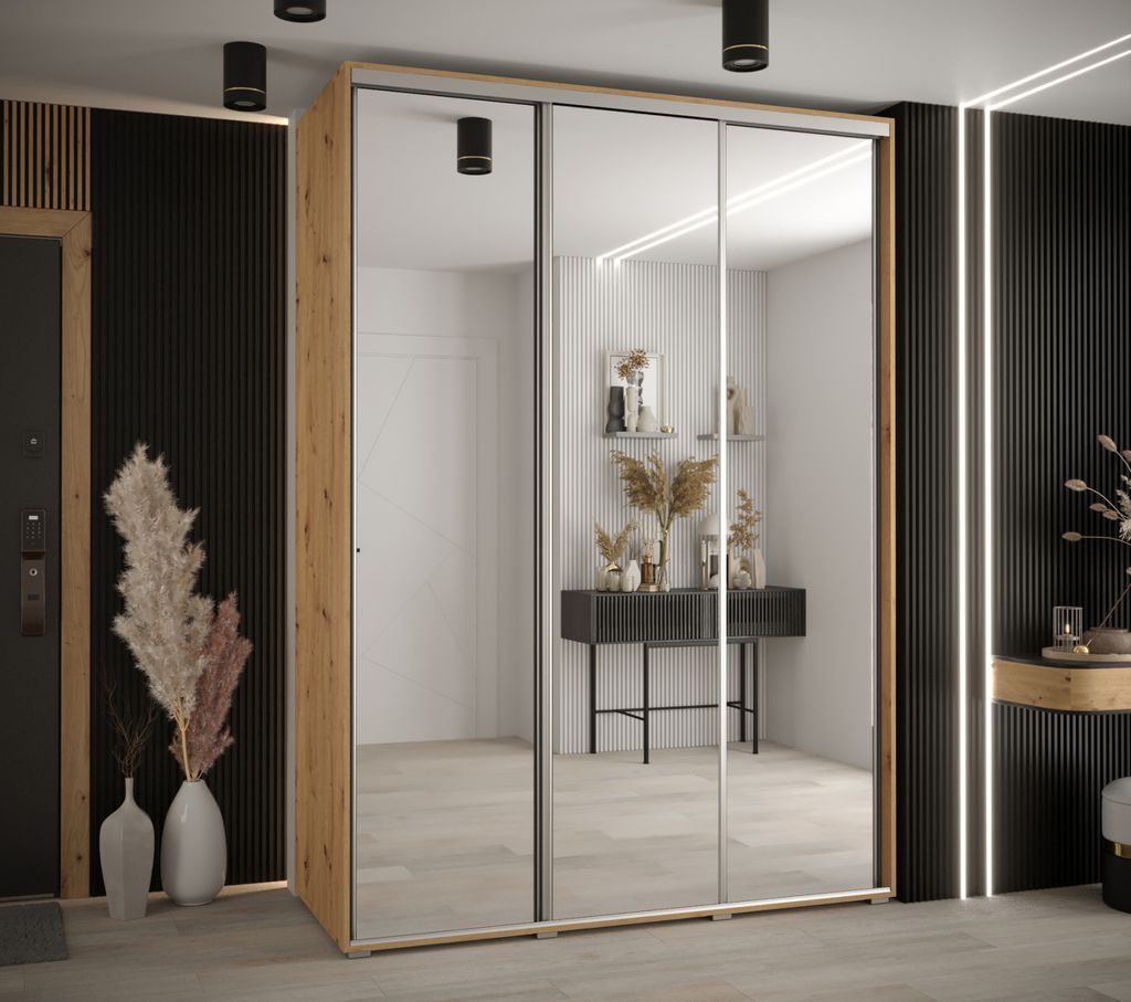 Kleiderschrank ASIRI 2 - 170/60 cm, Artisan-Eiche / Silber