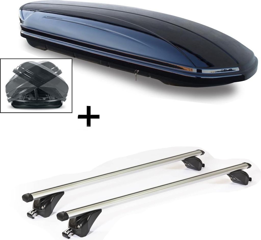 Dachbox VDPMAA580 580Ltr Duo beidseitig aufklappbar abschließbar + Dachträger/Relingträger VDP KING1 kompatibel mit für Suzuki Vitara (5 Türer...