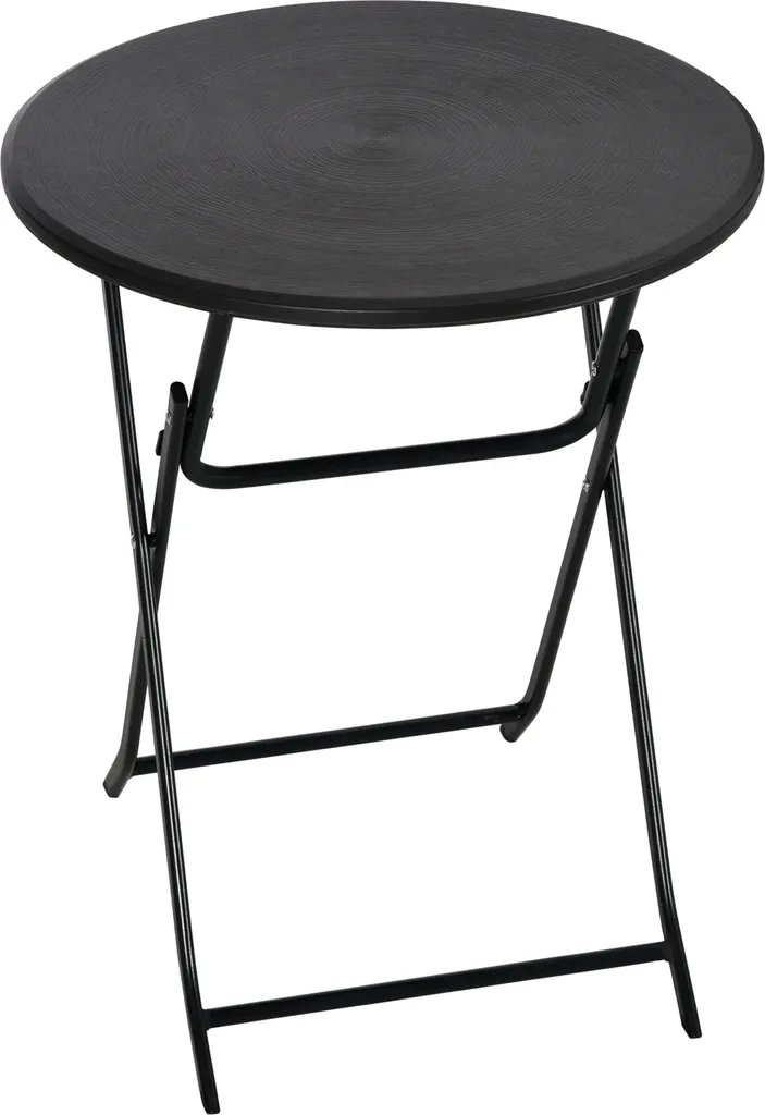 Table de camping pliable ronde 60 cm aspect bois pour terrasse et repas