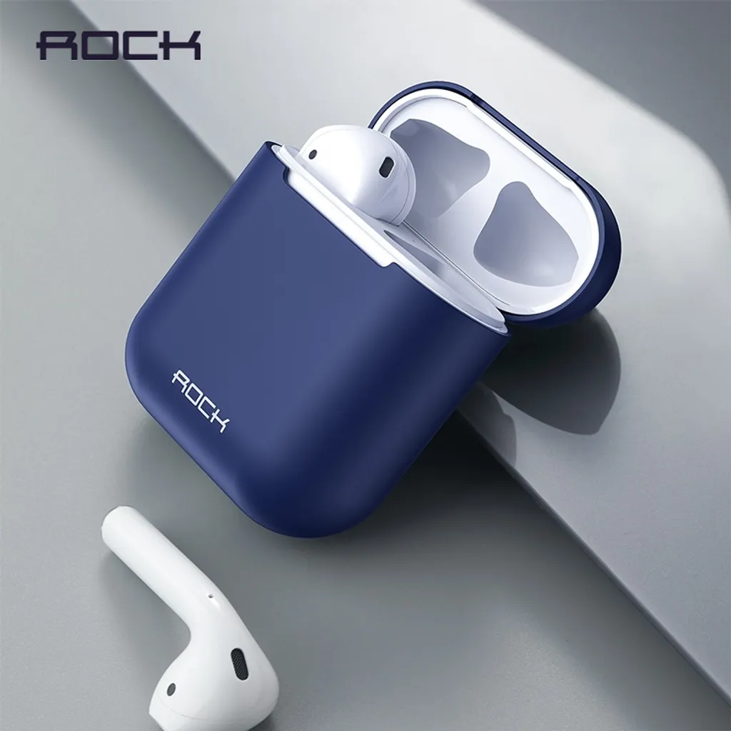 Custodia AirPods 1 2 Silicon ROCK Blu - Protezione Slim Wireless Design