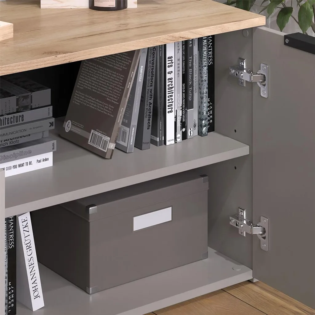 Buffet Bas de Rangement Grège 80x50cm Vicco Wido avec 2 Portes Modernes