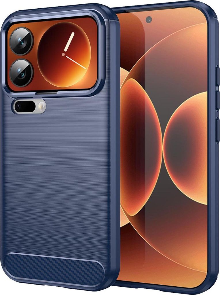 TPU Hülle für Xiaomi 17 Pro Carbon Fiber Brushed Design Textur Schutz Cover Blau