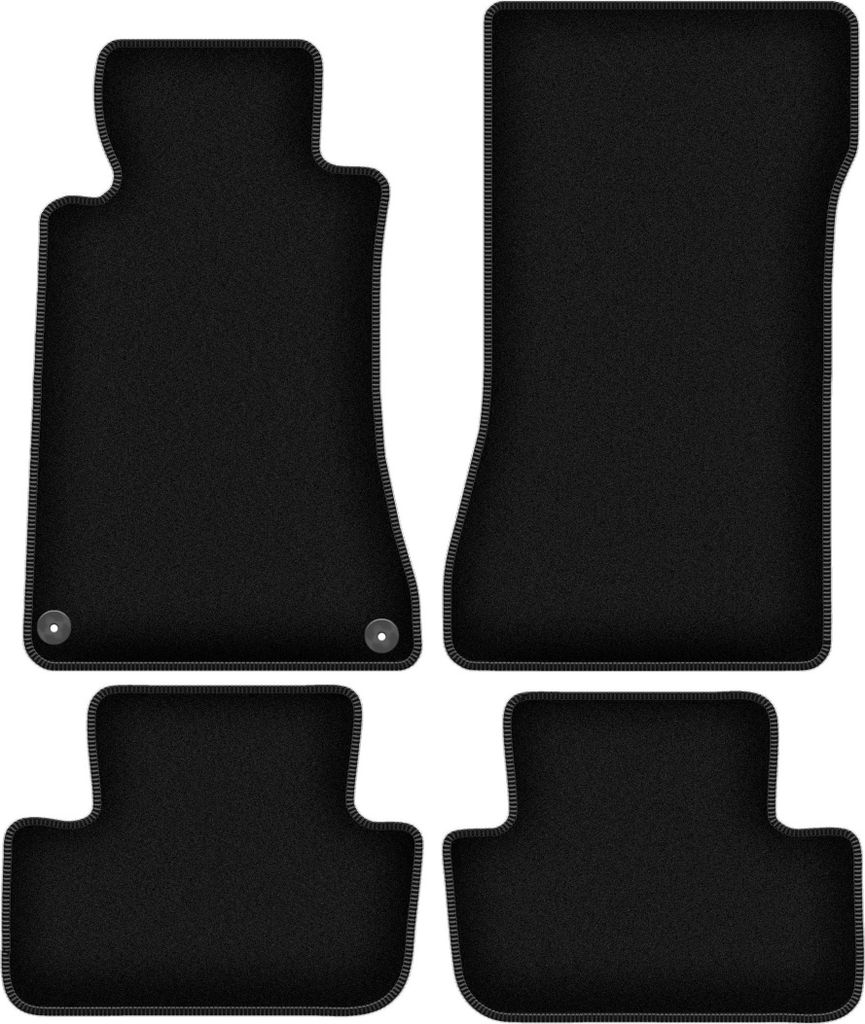 Wielganizator Velours-Autoteppiche – passend für Mercedes CLK W209 (Coupe, Bj. 1997-2009) – schwarz, passgenau, mit Befestigungen set 4 Stk.
