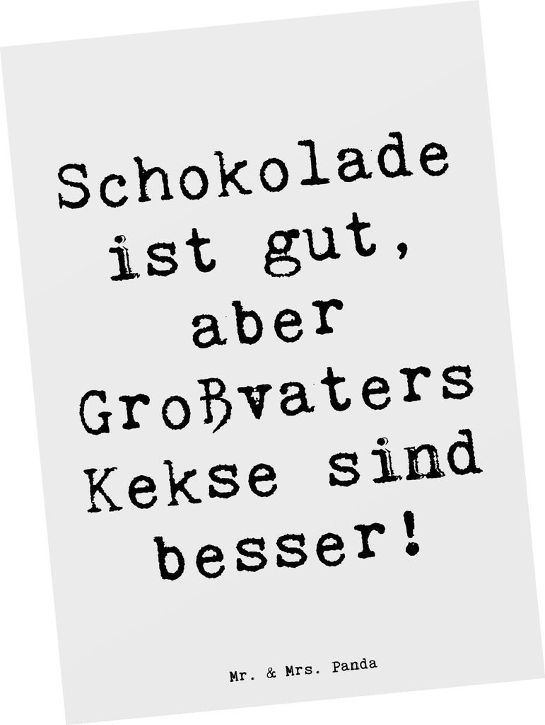 Mr. & Mrs. Panda Postkarte Spruch Großvaters Kekse - Weiß - Geschenk, Grußkarte, Postkarten, Ansichtskarte, Weihnachten, handgemacht, Familienk...
