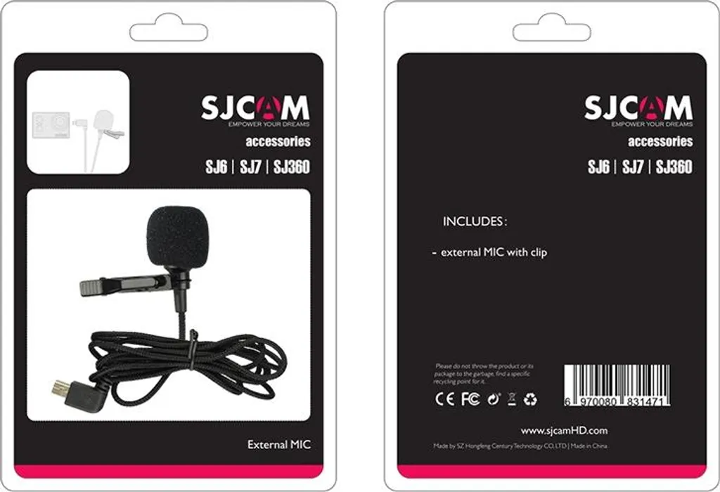 Microphone Externe SJCAM pour Vlogging et Sport sur SJ6 Legend et SJ7