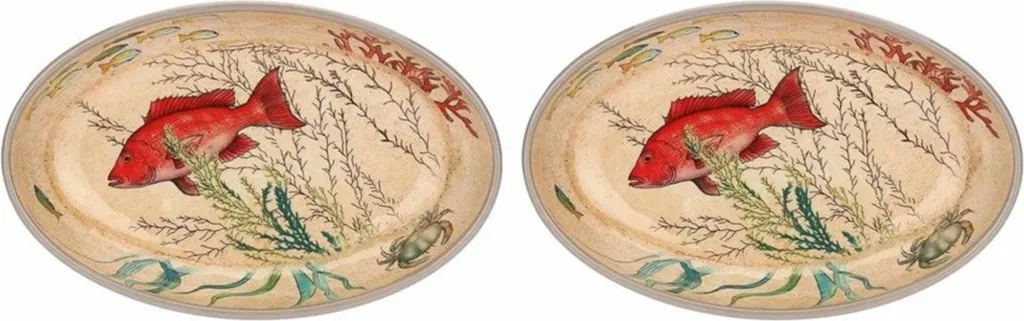 Set 2 Piatti Pesce Sea Life Rose & Tulipani 33x23 cm - Must-Have Tavola