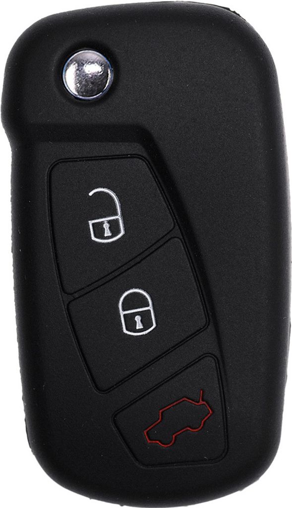 Auto Schlüssel Hülle Silikon Schutz Cover Schwarz kompatibel mit Ford KA 3 Tasten Klappschlüssel