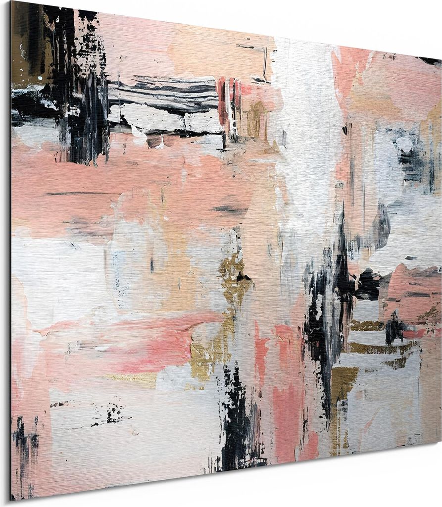 DEQORI Alu-Dibond Bild Silber 40x30 cm 'Pastell-Kalkpoesie' Wandbild Metall dünn Design