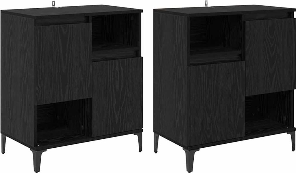 Sideboards 2 pcs Schwarz Eichen-Optik 60 x 35 x 70 cm