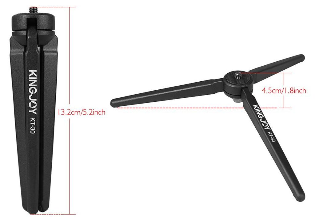 KINGJOY Tragbarer Mini-Stativstabilisator, stabile Aluminiumlegierung, Desktop-Tischplatte, dreibeiniger Ständerhalter, Stützbasis mit 1/4-Zoll-S...