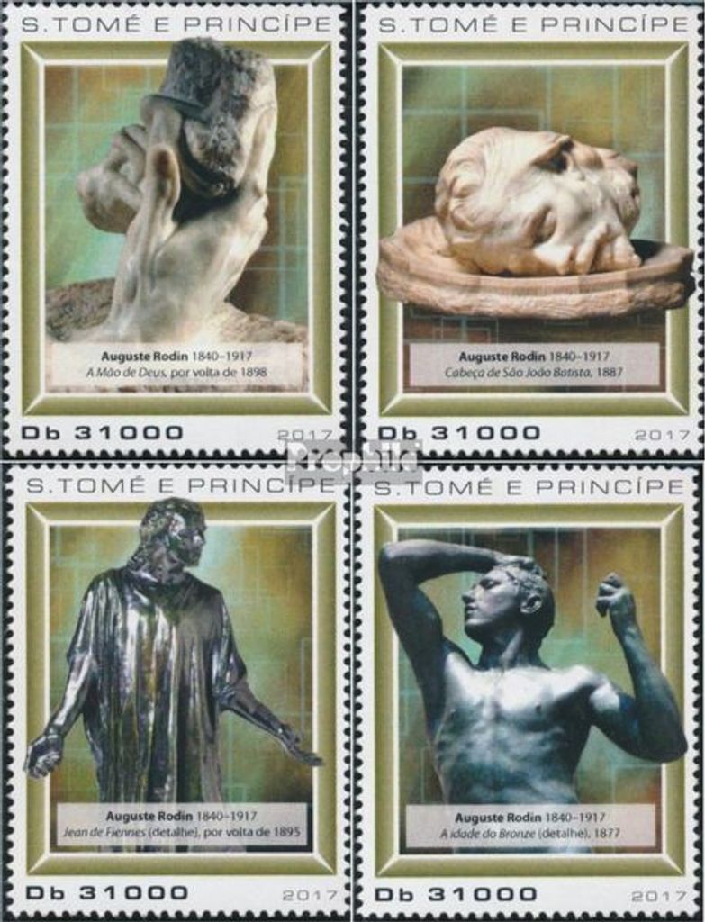 Briefmarken Sao Tome e Principe 2017 Mi 7338-7341 (kompl. Ausgabe) postfrisch August Rodin