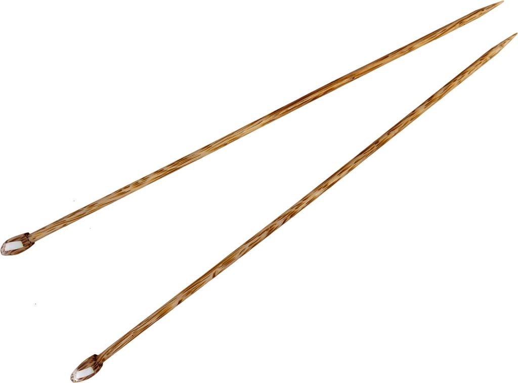 Handschmeichler! Stricknadeln Palmholz m. Bone 35 cm, Gr. 5,5 mm