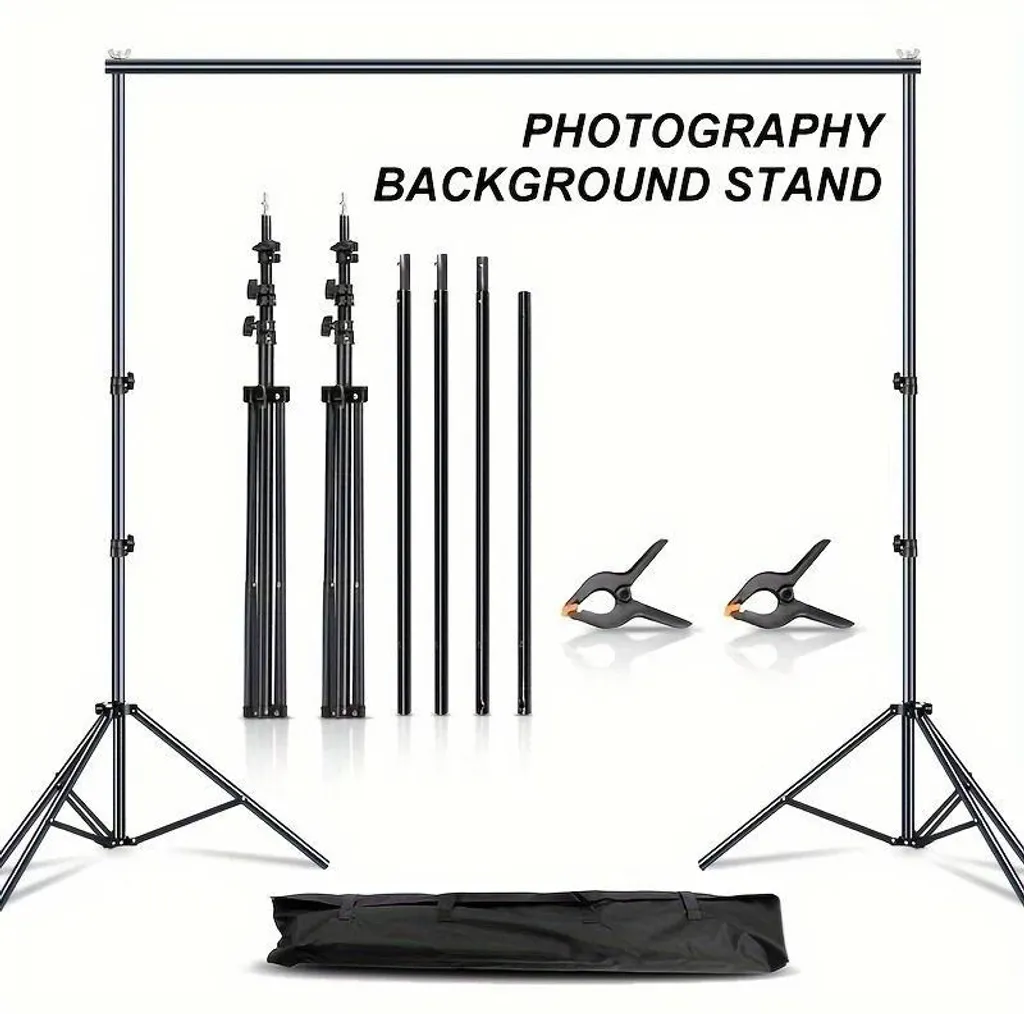 Système de support pour fond photographique 2x3m kit portable réglable