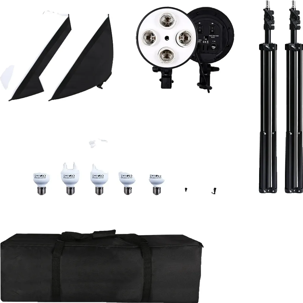 Kit Éclairage Vidéo et Portrait Softbox 50x70 cm avec 8 Bulbes de 45W