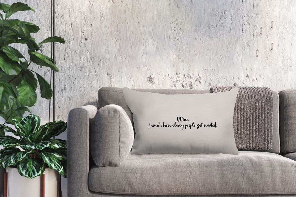 MuchoWow Zierkissen Sofakissen Wohnzimmer Dekokissen 60x40 cm Zitate - Wein - Sprichwörter - Wein - Definition - Wörterbuch - Kopfkissen - Pols...