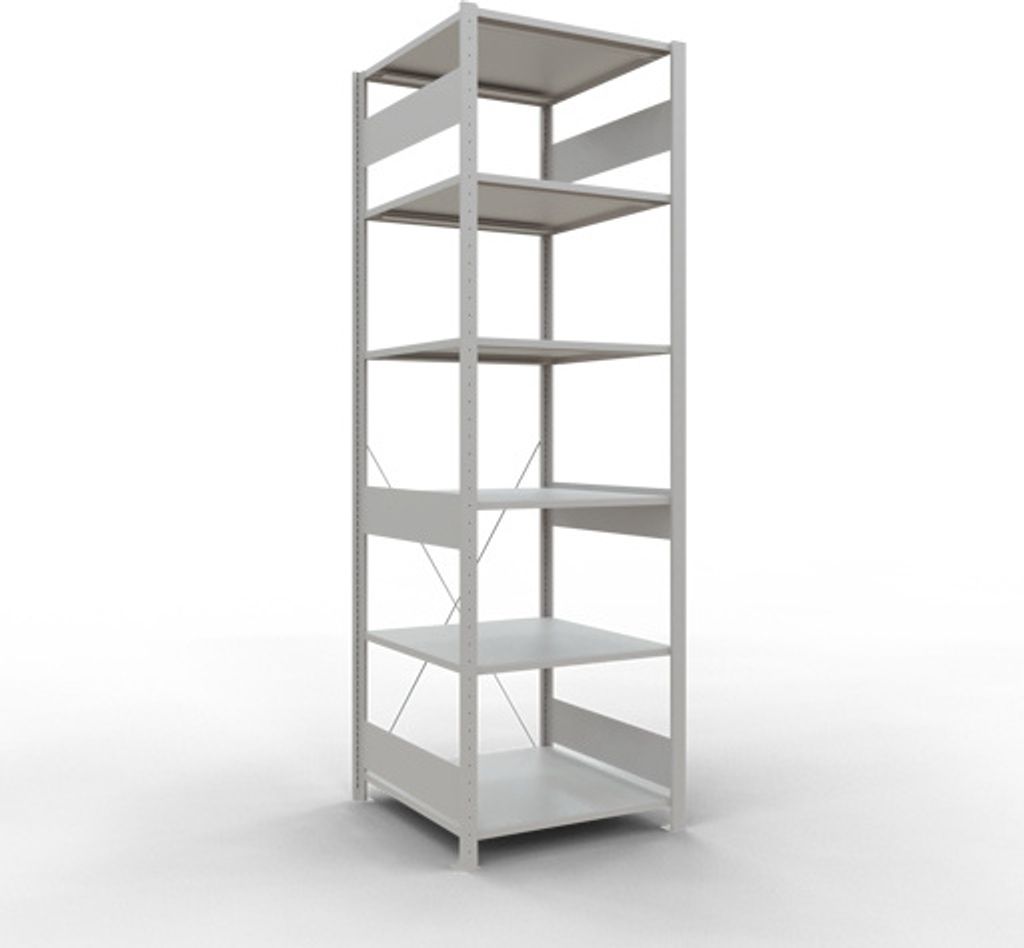 Schulte Fachbodenregal MULTIplus150 Stecksystem | Grundregal | HxBxT 250x75x80cm | 6 Ebenen | Fachlast 150kg | Lichtgrau