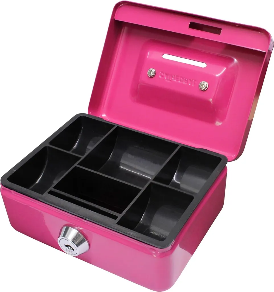 Cassette à monnaie anti-vol rose 12 cm - Sécurisez vos espèces facilement