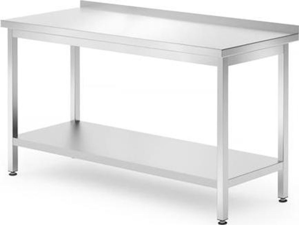 HENDI Wandtisch mit Ablage – verschraubt, Tiefe 700 mm, Kitchen Line, 1400x700x(H)850mm