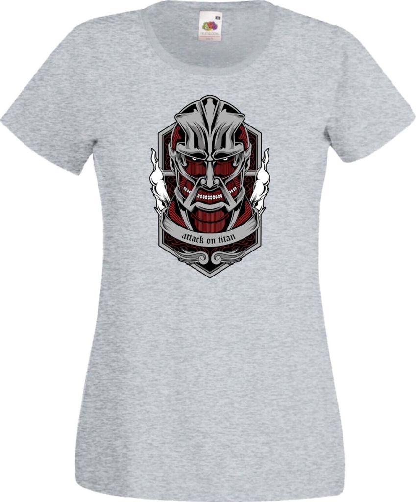 Damen T-Shirt Anime Manga Attack Anime On Titan 01 Beast Titans, Lady XL / Grau
