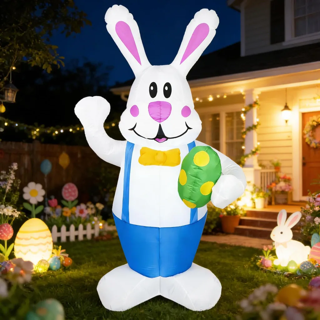 Lapin de Pâques Gonflable Autogonflant 1m90 - Installation Express - 5