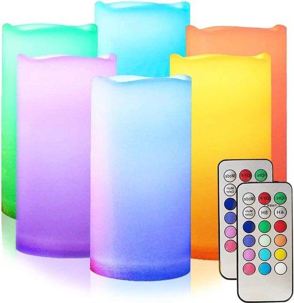Farbwechselnde LED-Kerzen Set mit Timer & Fernbedienung Produktbild 