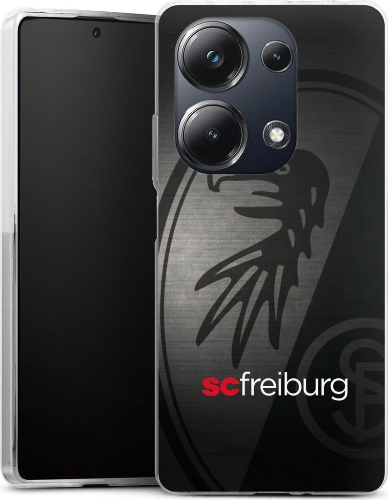 DeinDesign Handyhülle für Xiaomi Poco M6 Pro Silikon Hülle Case Smartphone Schutzhülle Metallic Look Offizielles Lizenzprodukt SC Freiburg