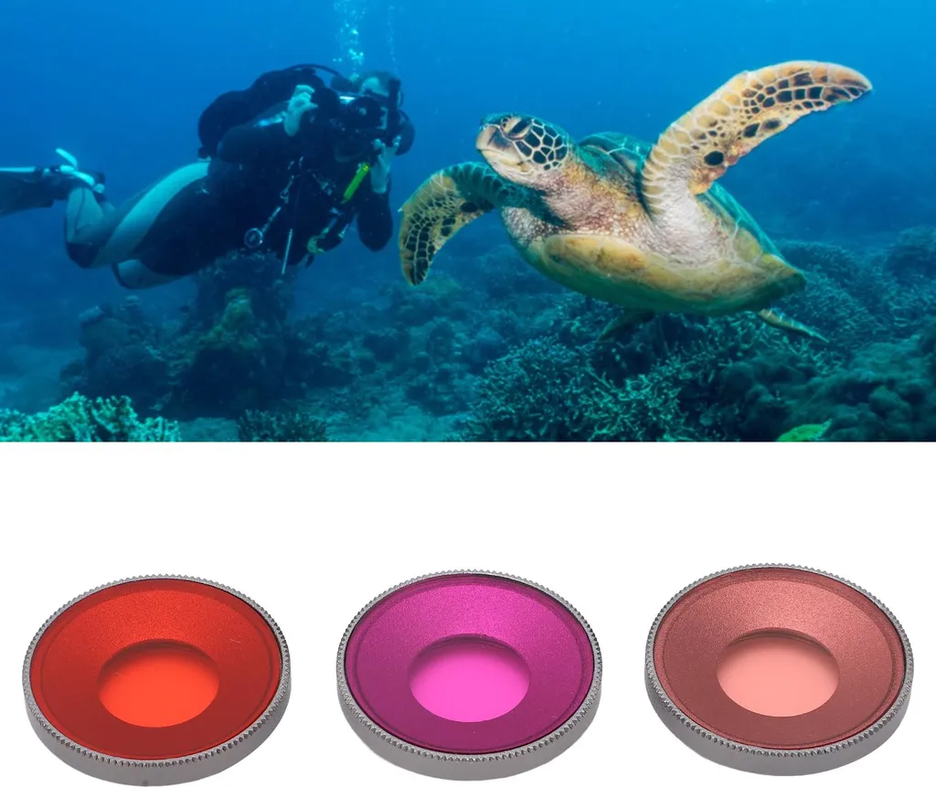Filtre de plongée 3 pièces pour Action 3 en verre optique haute résolution