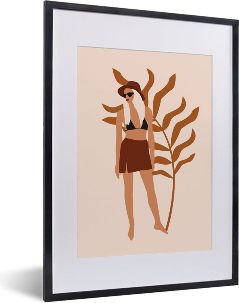 MuchoWow Gerahmtes Poster Sommer - Frau - Laub 30x40 cm - Poster mit Schwarzem Bilderrahmen Wandposter Rahmen Foto Bilder - Wandposter Schlafzimmer