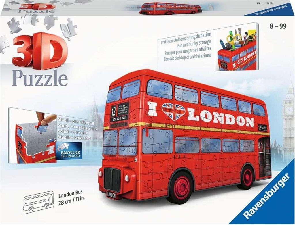 RAVENSBURGER Puzzle 3D Bus Londra Doubledecker 216 pezzi Immagine del prodotto 