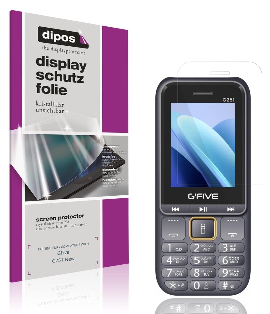 4x Schutzfolie für GFive G251 New klar Displayschutzfolie Folie Display Schutz dipos