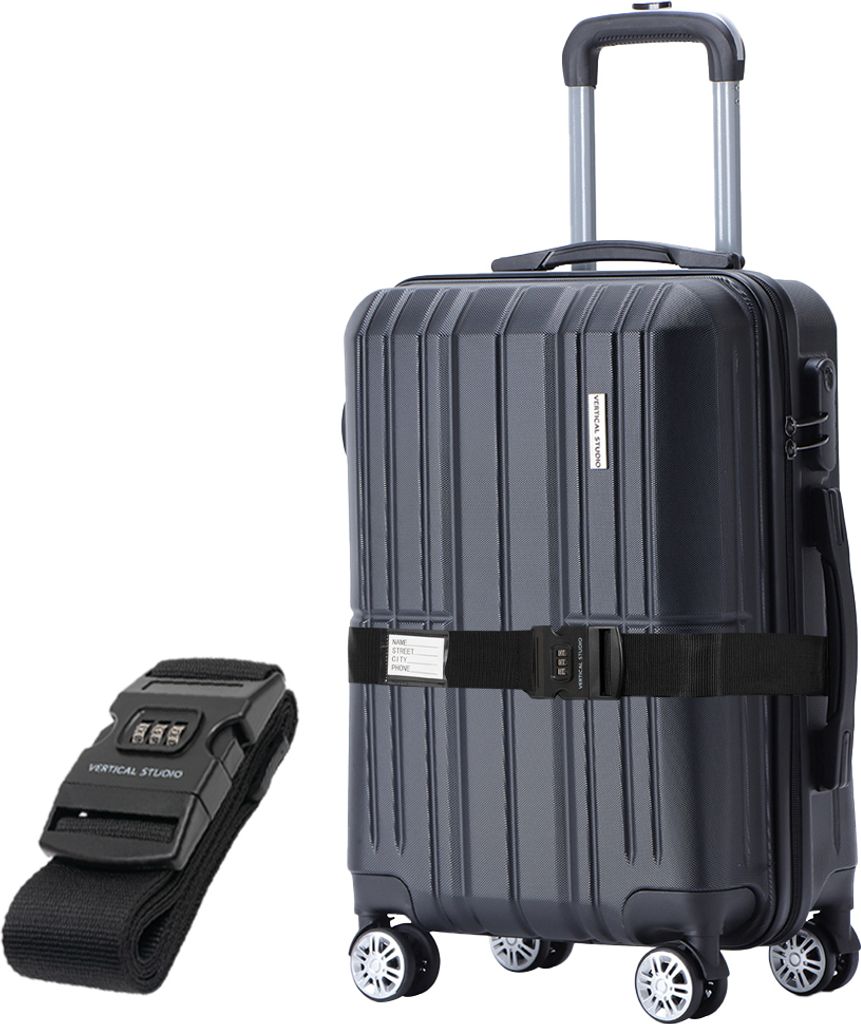 VERTICAL STUDIO "Silkström" 20" Handgepäck Koffer inkl. GRATIS Koffergurt, ABS, 4 Rollen, Teleskopgriff - leicht & robust schwarz | VS-41
