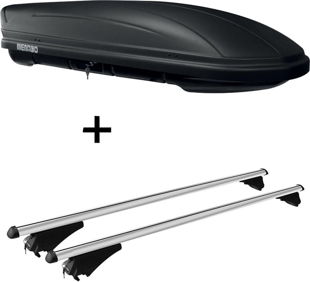 Dachbox MAA 400 Liter matt + Relingträger Tiger L kompatibel mit für Seat Leon XPerience ST ab 15