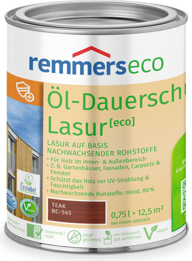 Remmers Öl-Dauerschutz-Lasur [eco] teak (RC-545) 0,75 l, Produktbild 