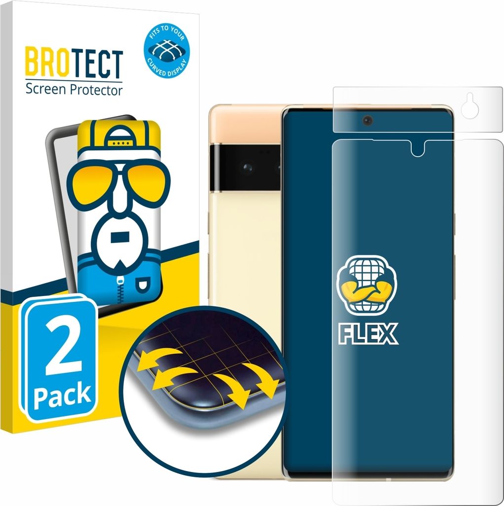 2x BROTECT Fullscreen Schutzfolie für Google Pixel 6 Pro (Display+Kamera) Displayschutz Folie Fullcover Klar Transparent
