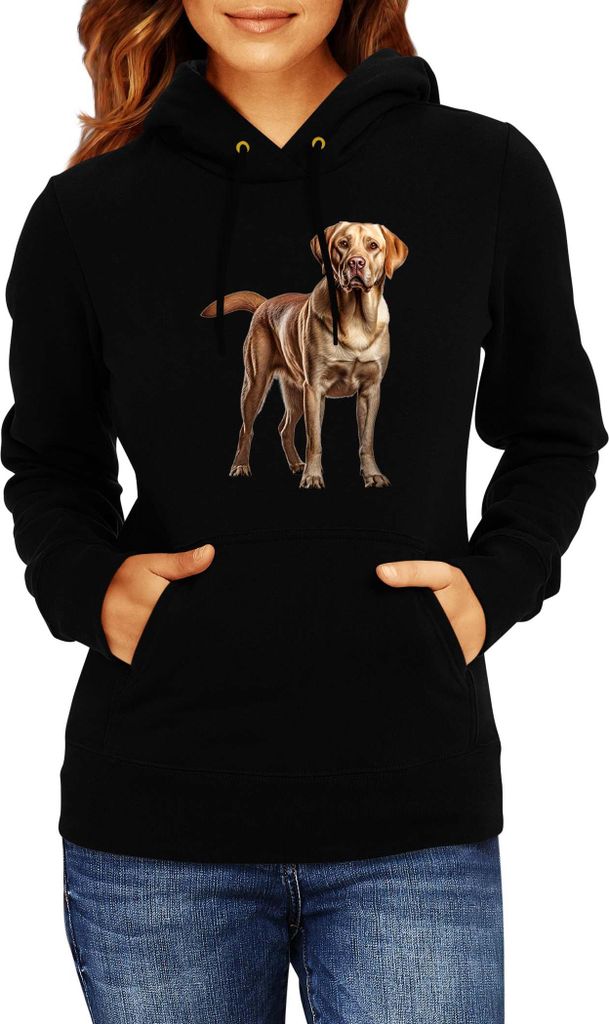 Damen Kapuzenpullover Dogs Breeds Labrador Retriever Dog Breed 005, Lady XS / Schwarz