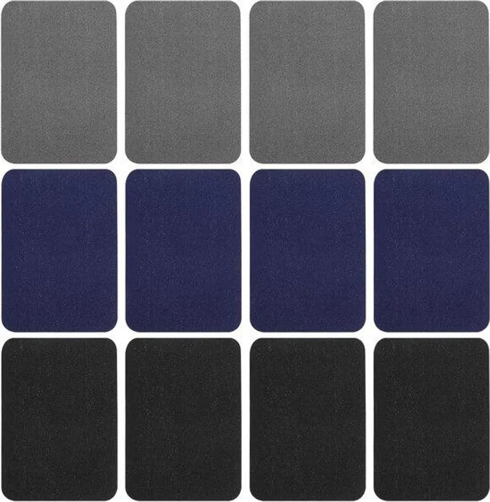12 Patchs Thermocollants Tricotés Noir Bleu Gris pour Réparation Textile