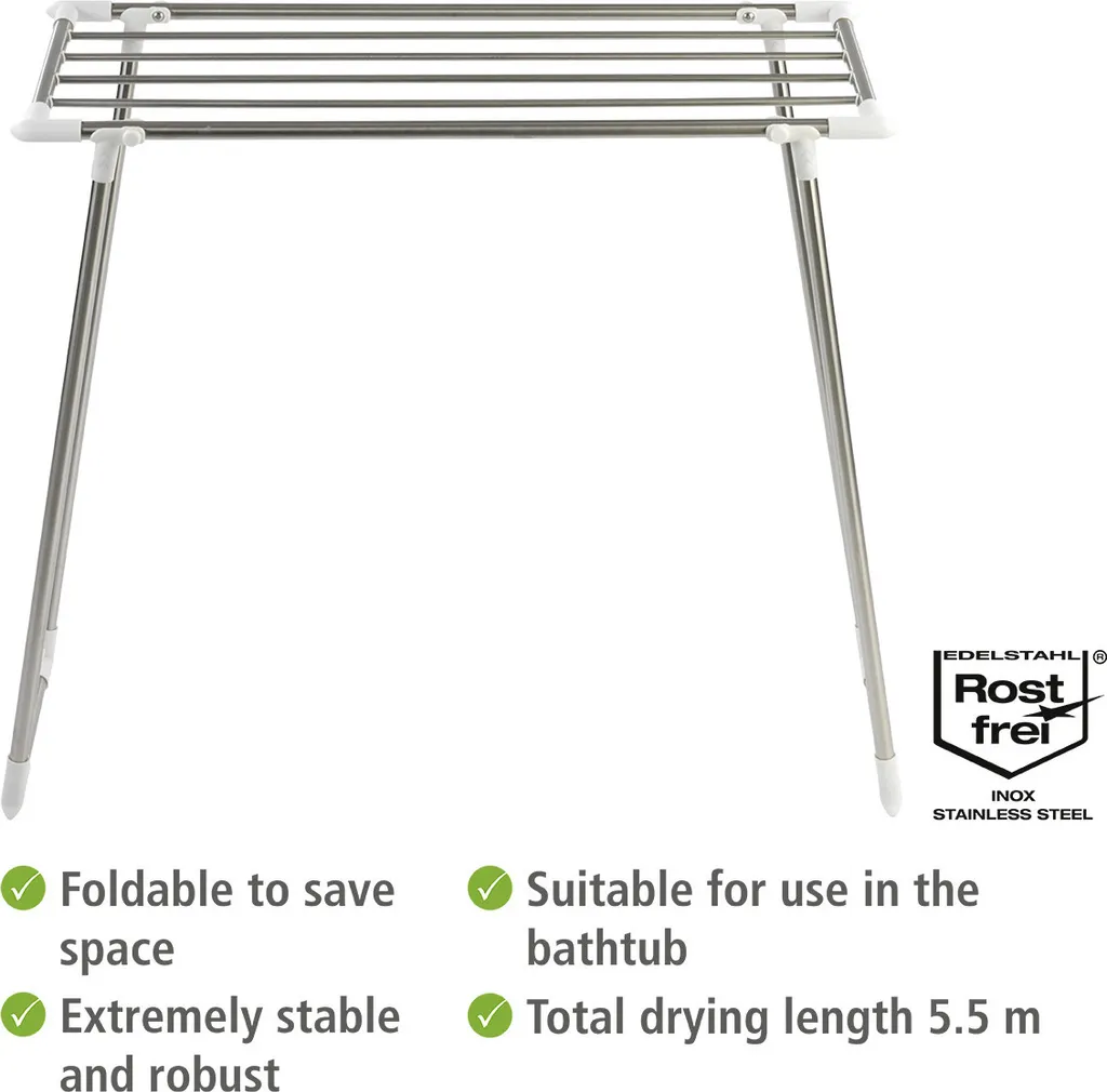 Séchoir à Linge Inox Pliable et Autonome avec Structure Grand Format