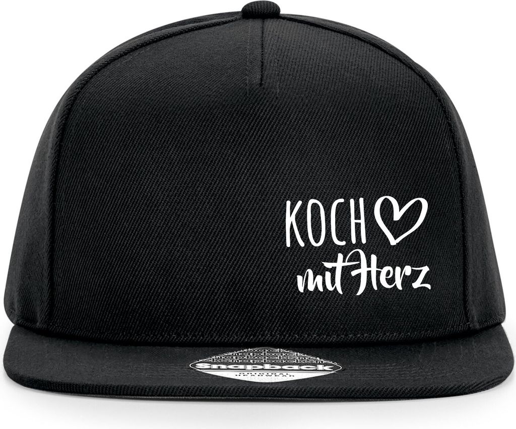 Huuraa Cappy Mütze Koch mit Herz Black Polyester Snapback Kappe Geschenkidee
