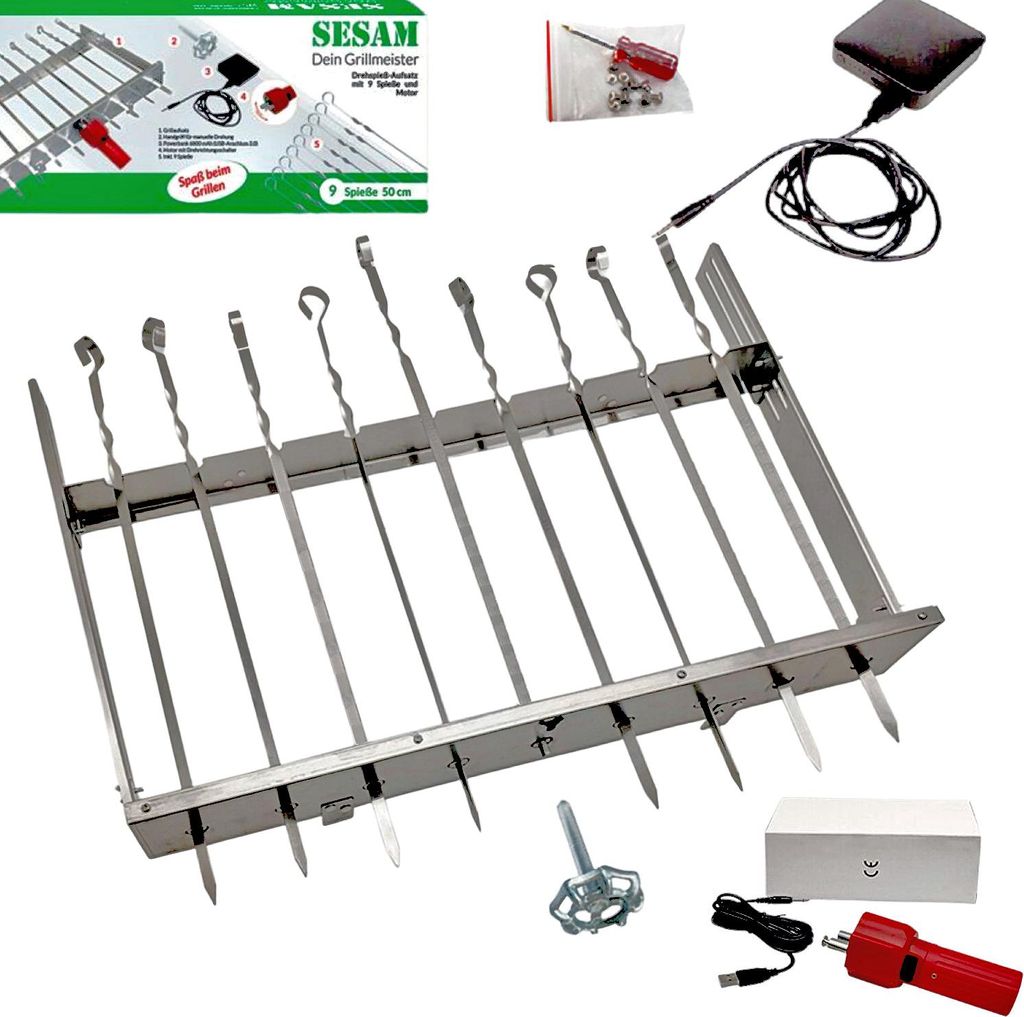 SESAM Drehspieß mit 9 Spieße mit Motor und Powerbank Produktbild 
