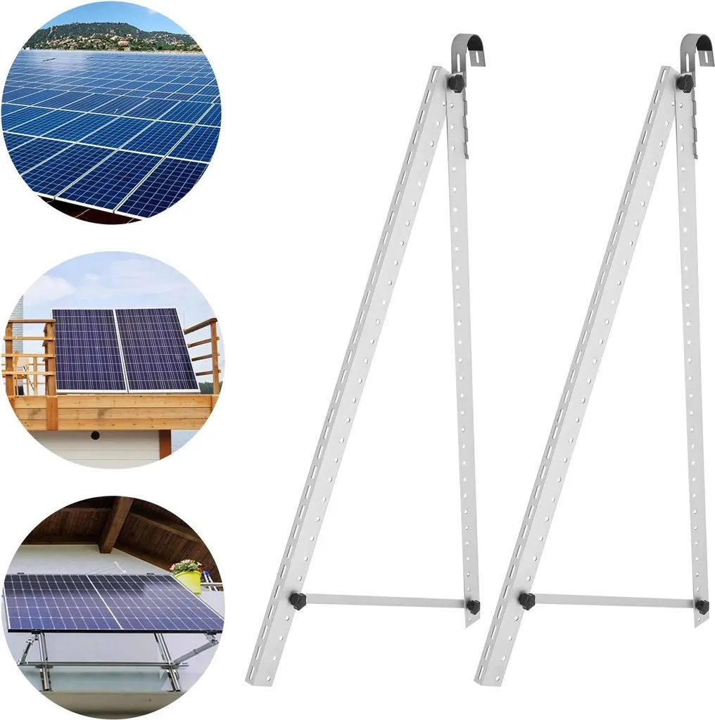 Supports Solaires avec Angle Ajustable 0-90° pour Grands Modules Argent